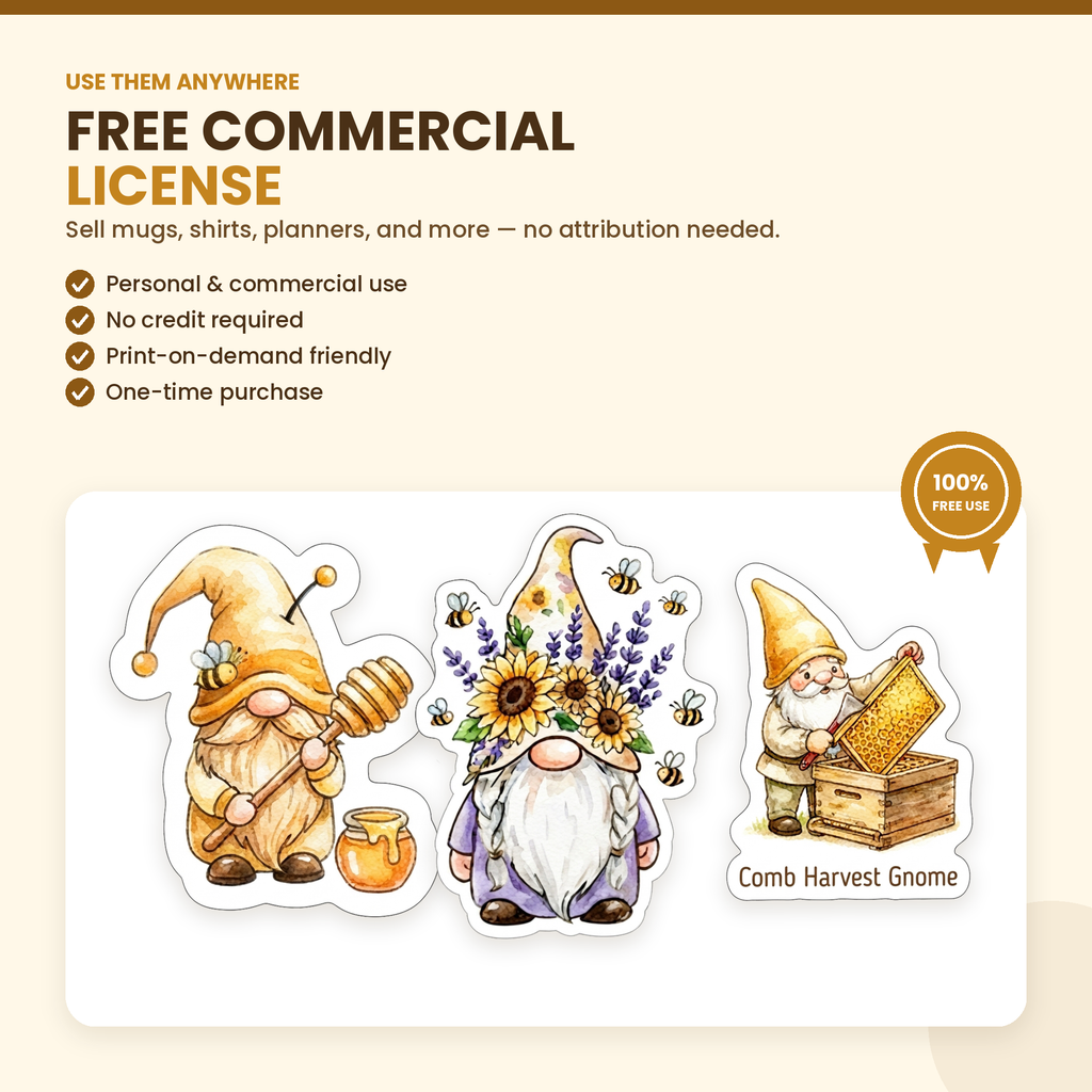 Honey Gnome Stickers Printable Cute PNG — styled gallery preview