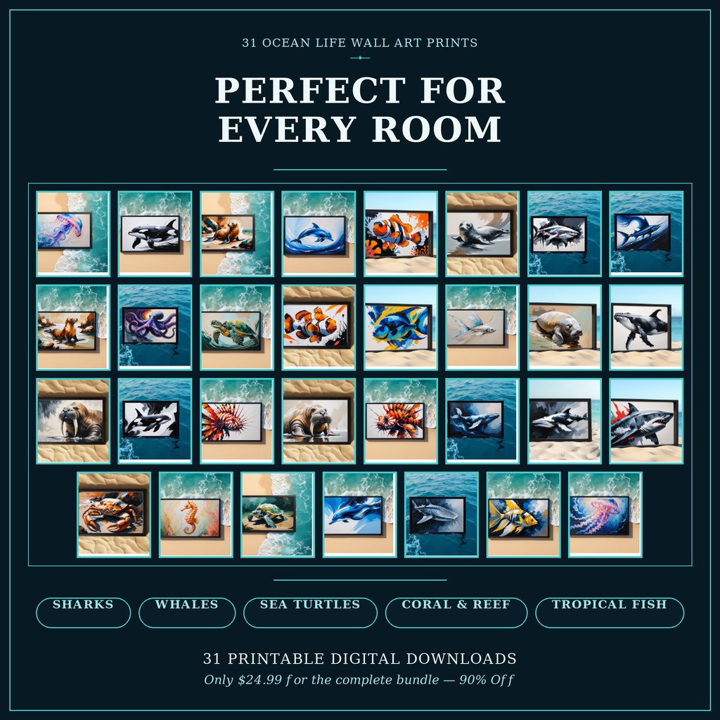 Ocean Life Collection Bundle | 31 Marine Wildlife Prints — styled gallery preview