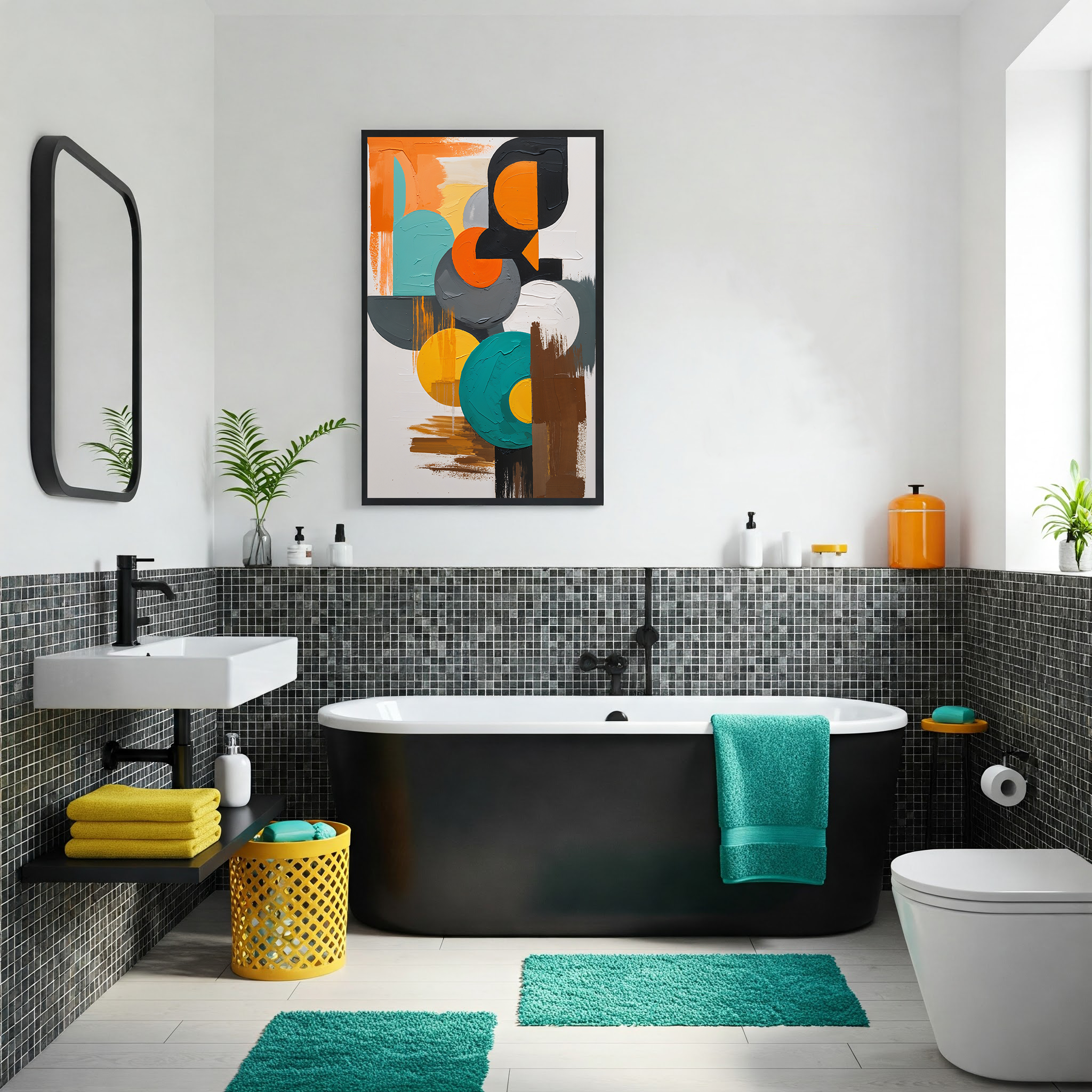 Abstract Rounded Geometry Mid Century Modern Art | Digital Download