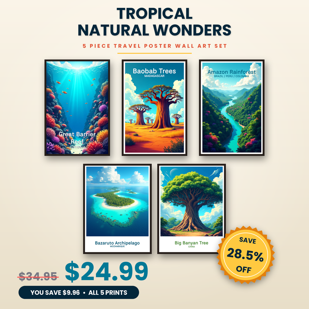Tropical Natural Wonders - 5 Premium Wall Art Prints Bundle