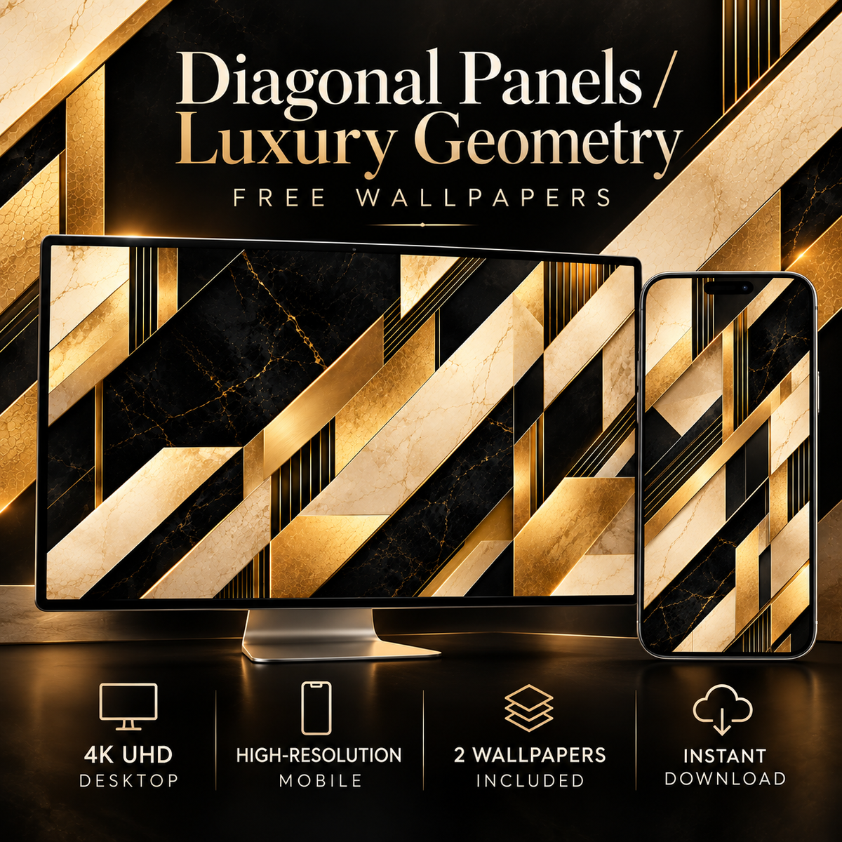 Diagonal Panels - Luxury Geometry | Free Digital Download