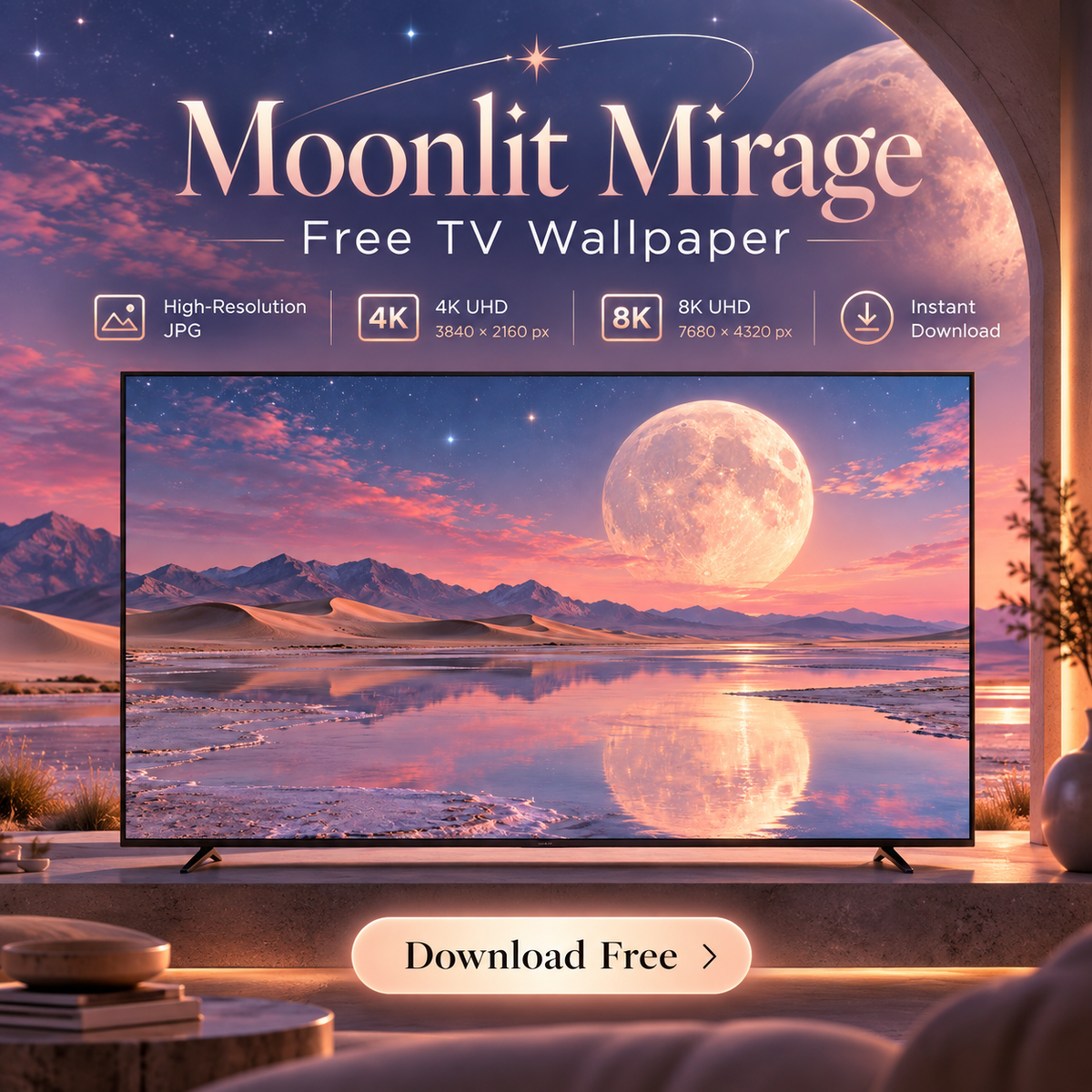 Moonlit Mirage high-resolution 4K and 8K TV wallpaper digital download preview