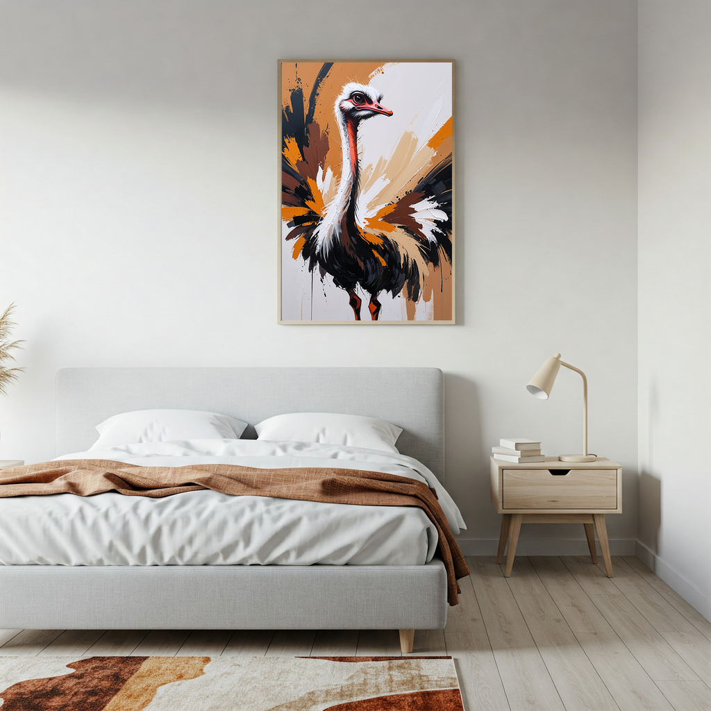 Abstract Ostrich Portrait Wall Art Print | Digital Download