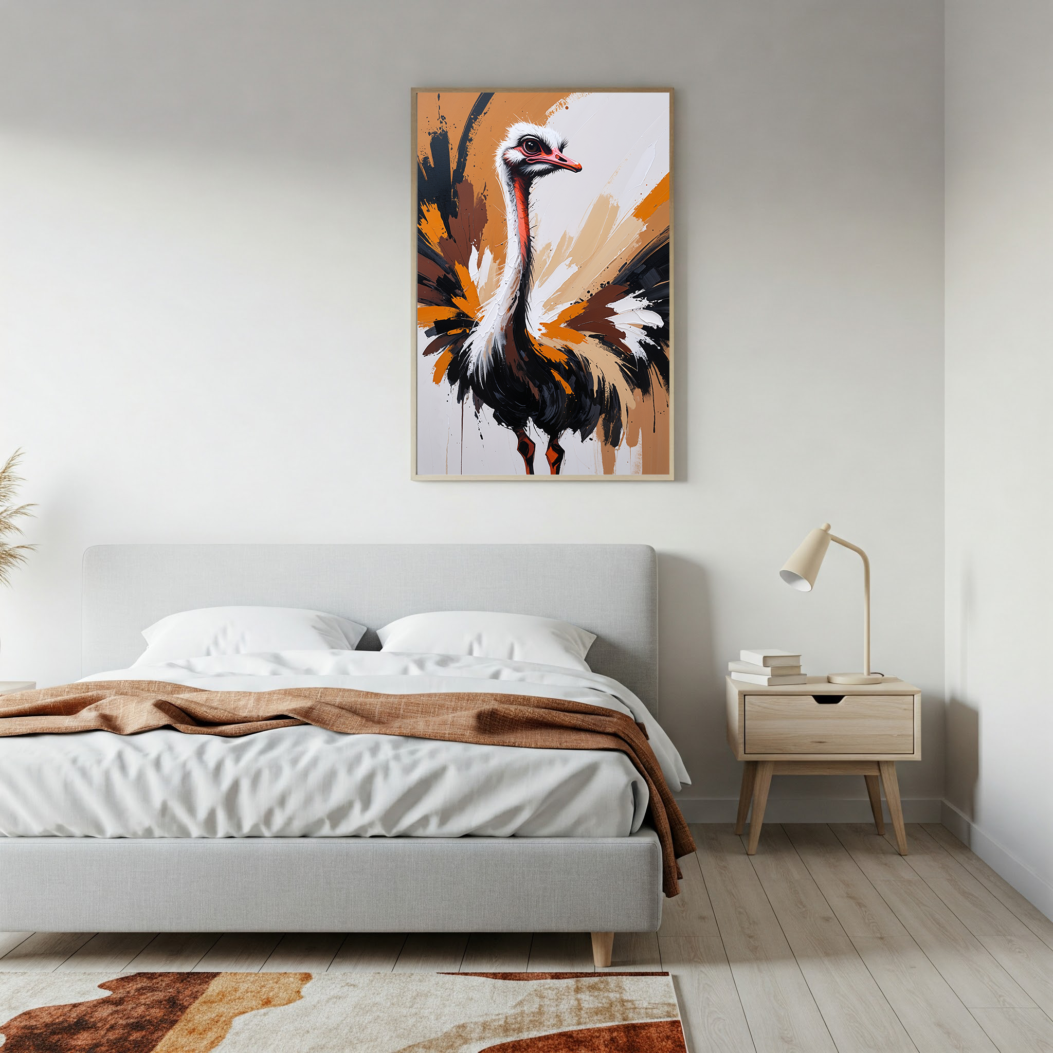 Abstract Ostrich Portrait Wall Art Print | Digital Download