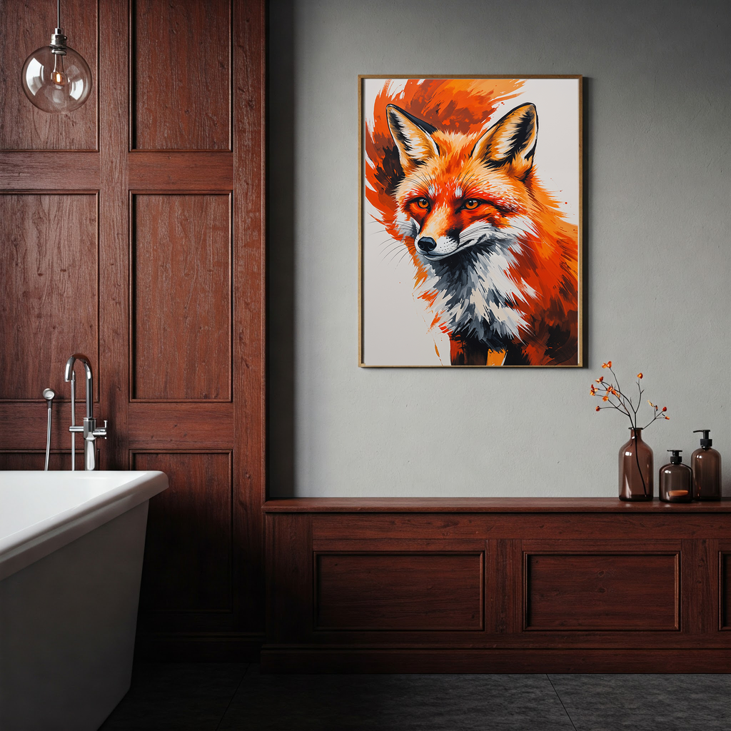 Abstract Red Fox Portrait Wall Art | Digital Download