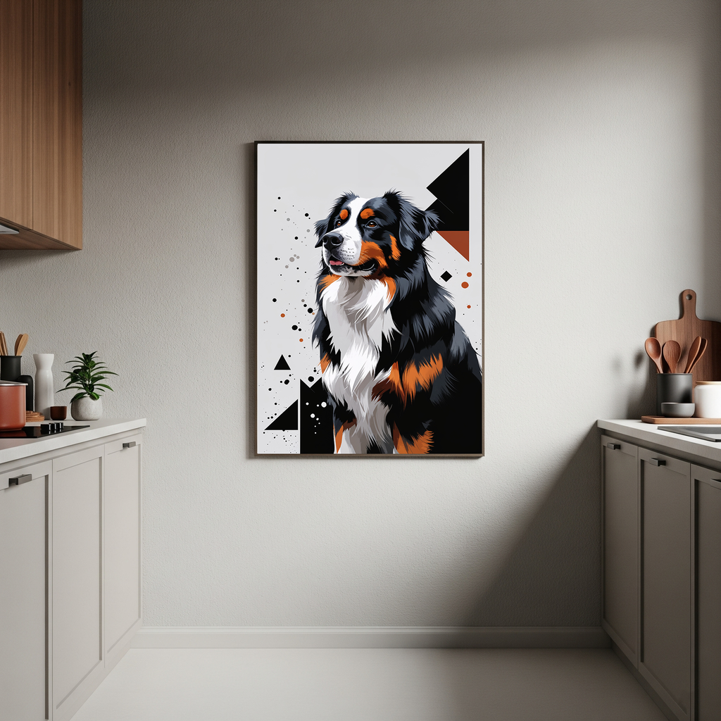 Geometric Bernese Mountain Dog Art Print - Digital Download