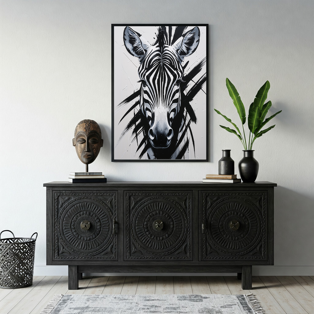 Abstract Zebra Portrait Wall Art Print | Digital Download