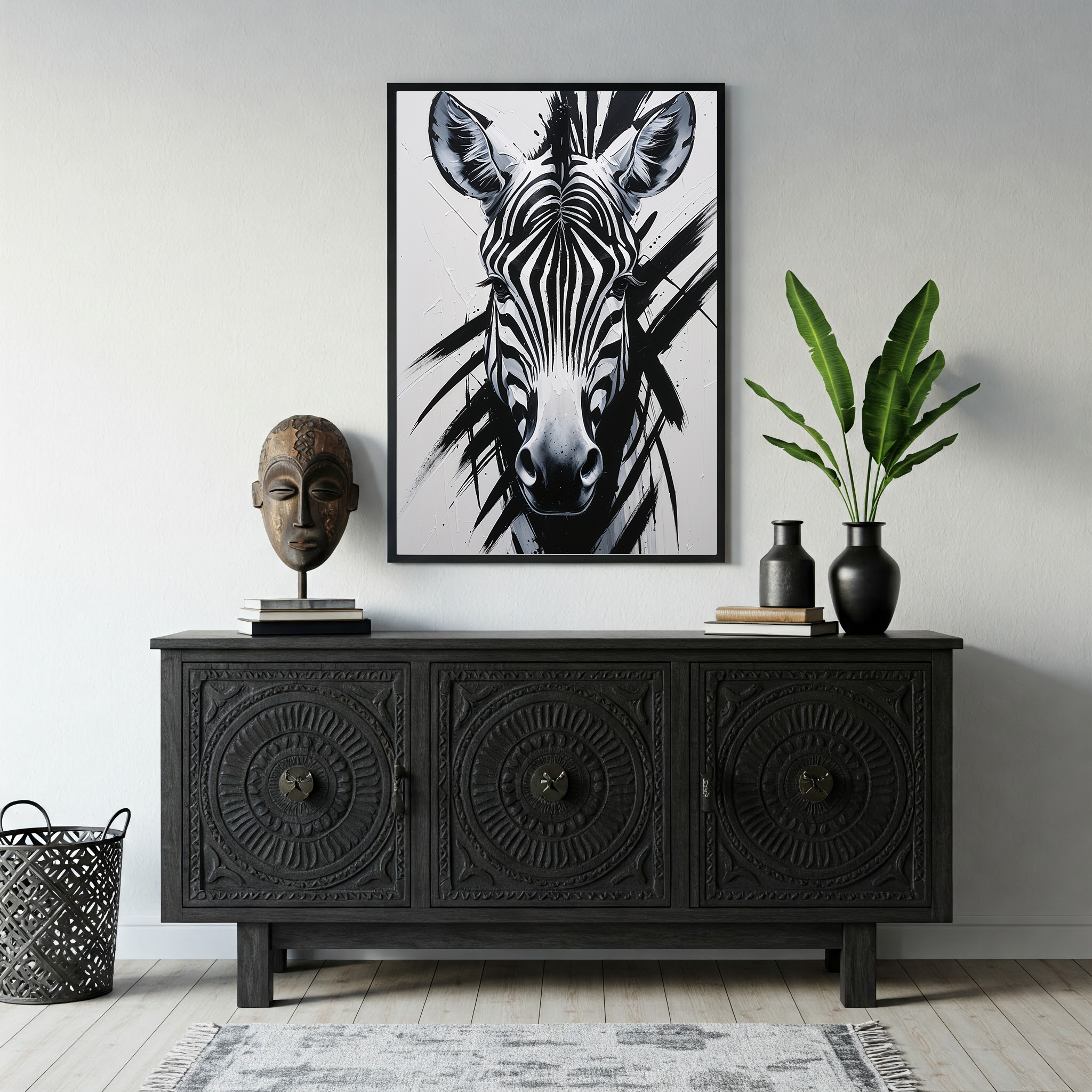 Abstract Zebra Portrait Wall Art Print | Digital Download