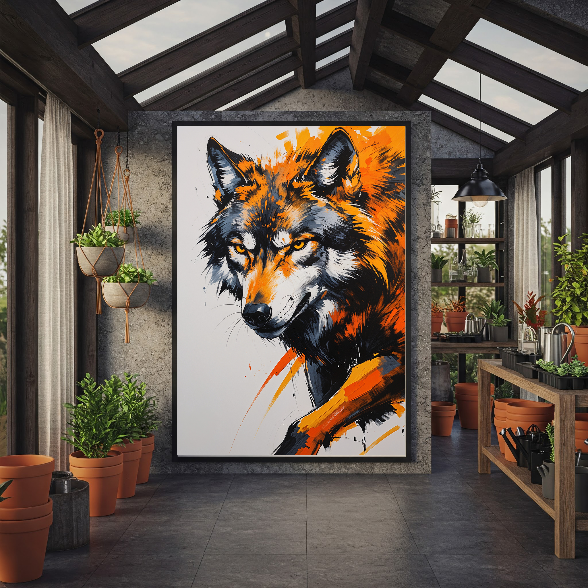 Abstract Wolf Face Wall Art Print | Digital Download