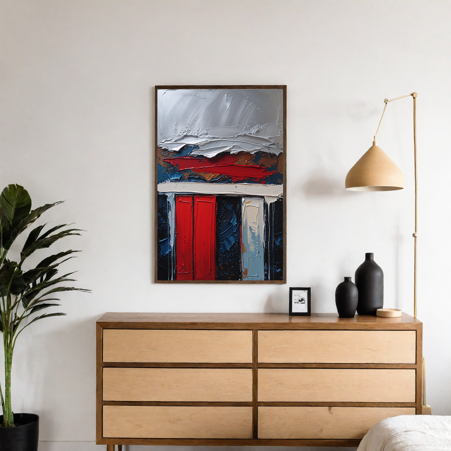 Digital abstract impasto oil painting print by Reflectionare featuring modern textured geometric art in vibrant colors.