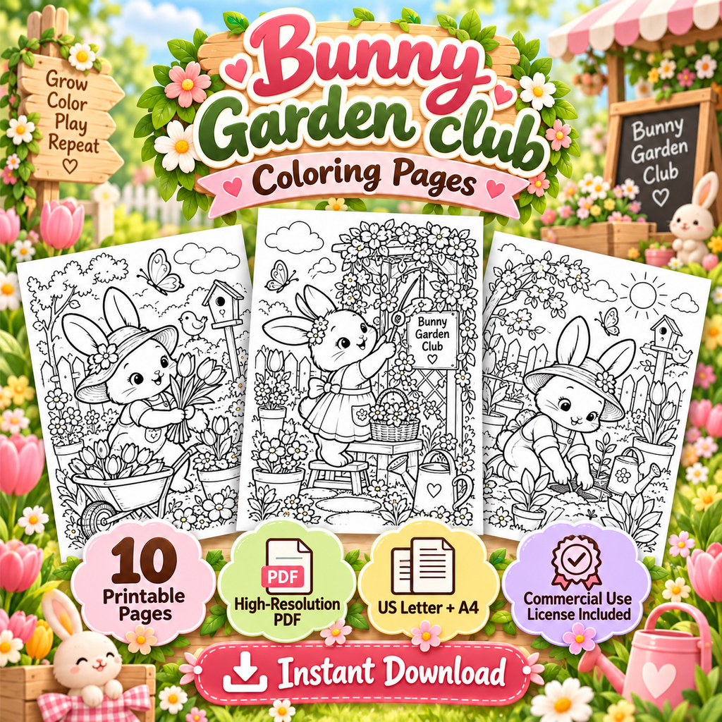 Bunny Garden Club Coloring Pages