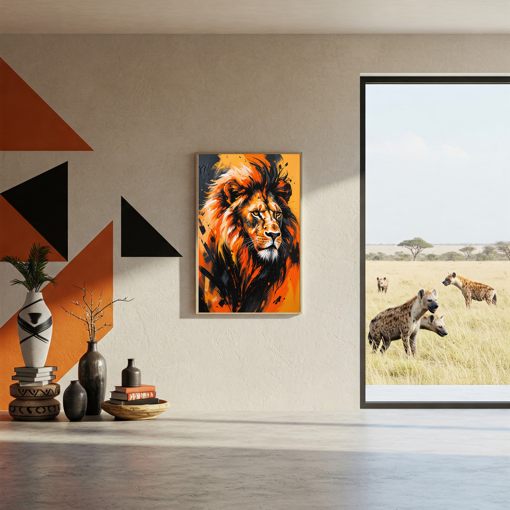 Abstract Lion Portrait Wall Art | Digital Download