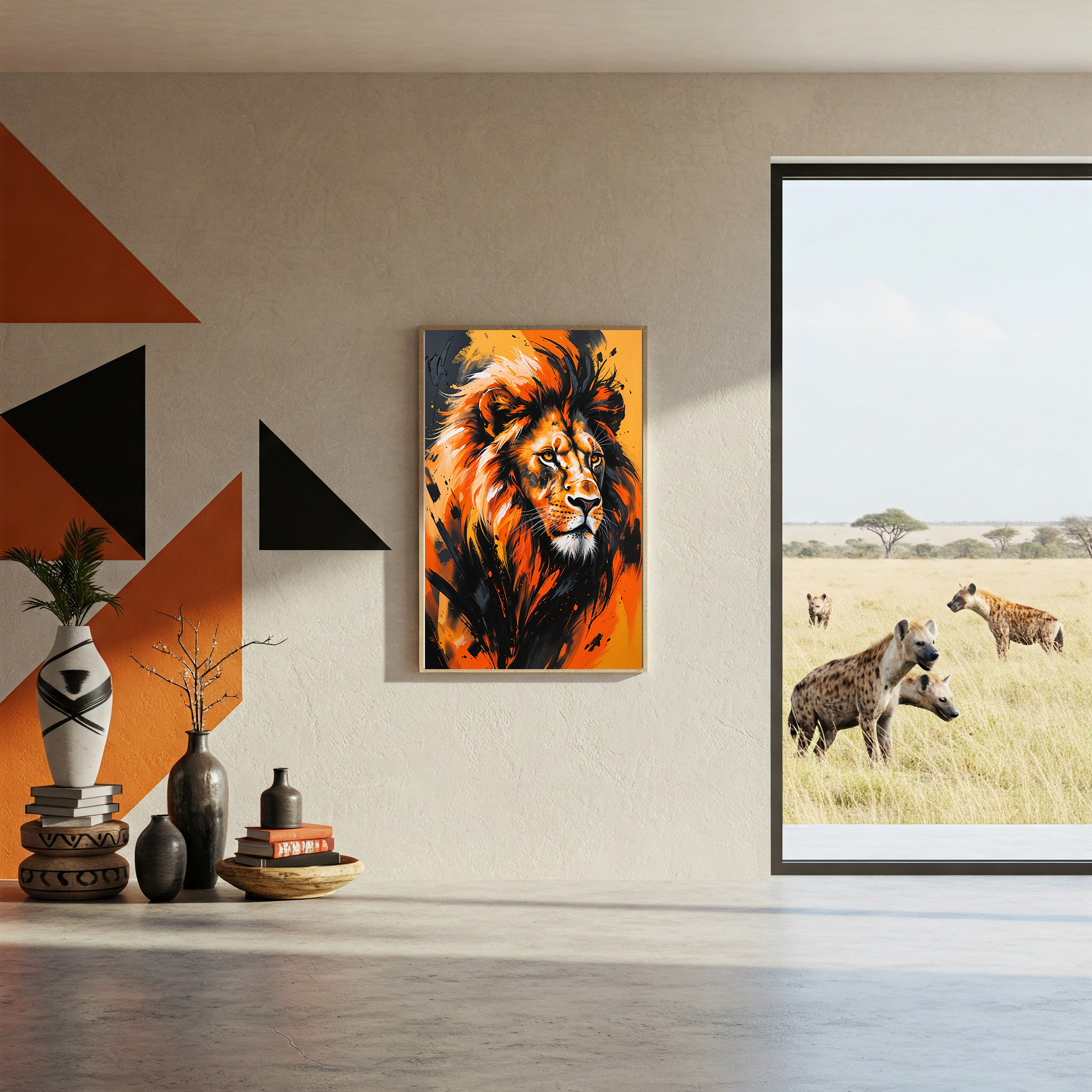 Abstract Lion Portrait Wall Art | Digital Download