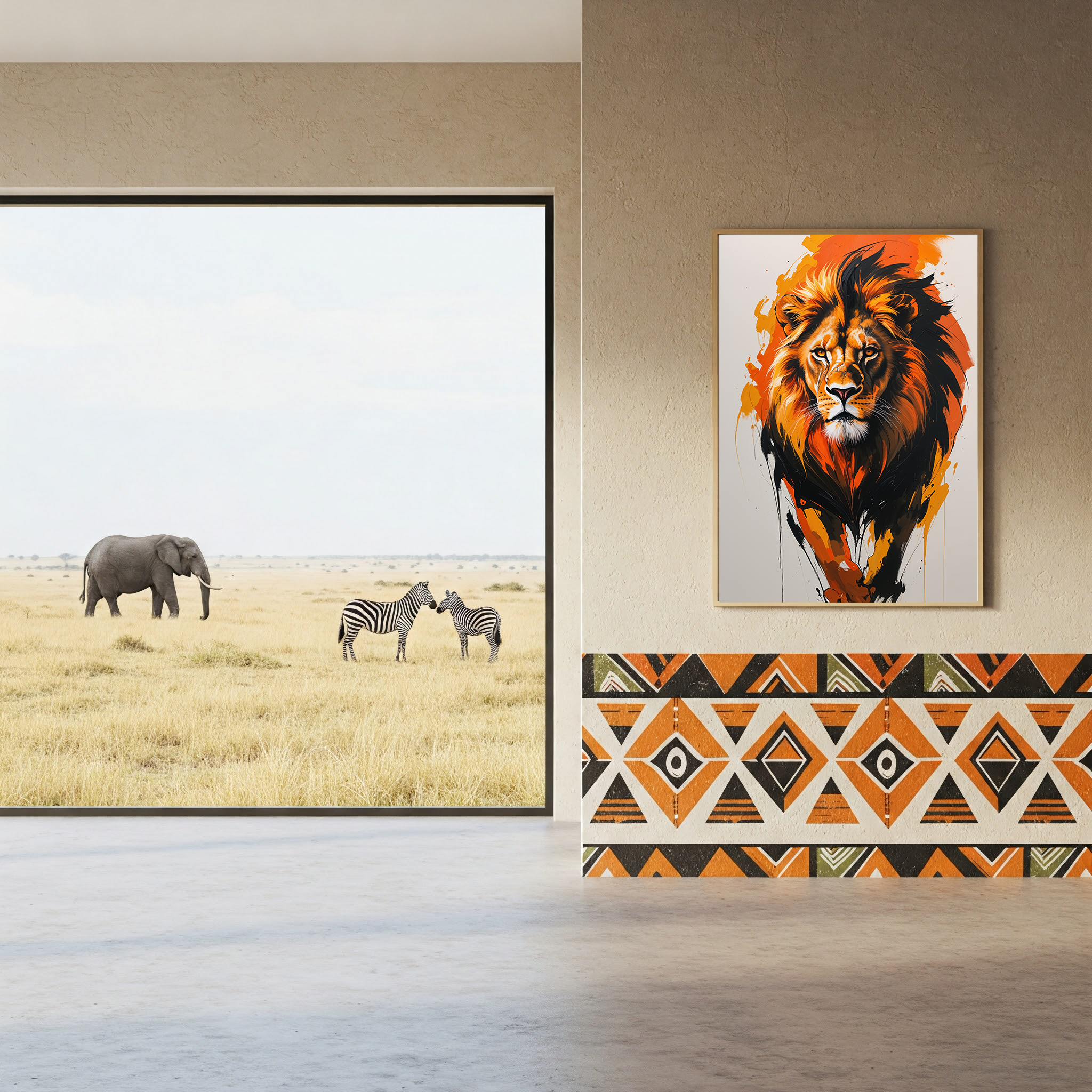Modern Abstract Lion Wall Art | Digital Download