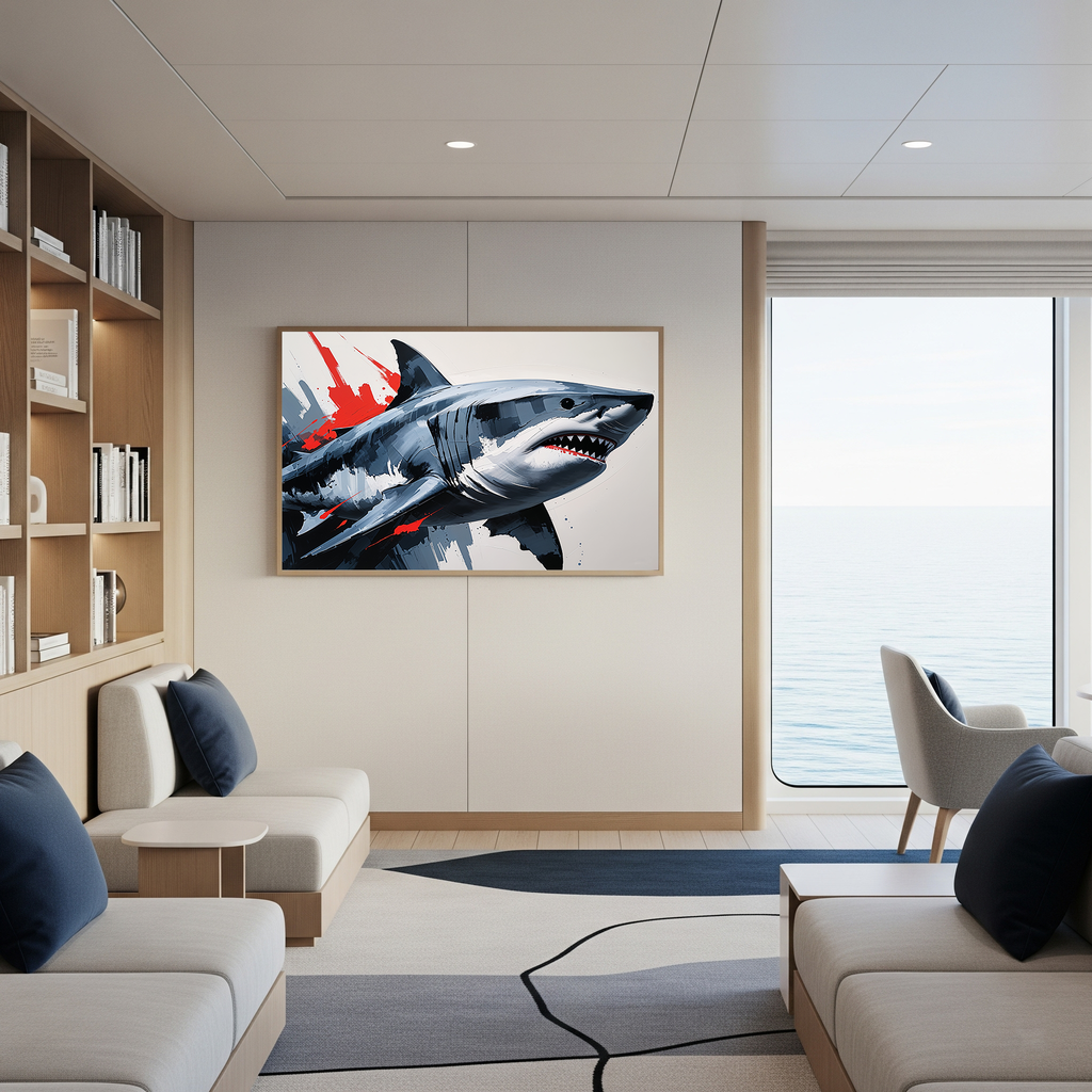 Modern Shark Painting Expressive Wall Art | Digital Download
