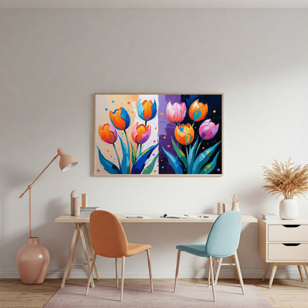 Vivid Impasto Oil Painting Tulip Art — styled gallery preview