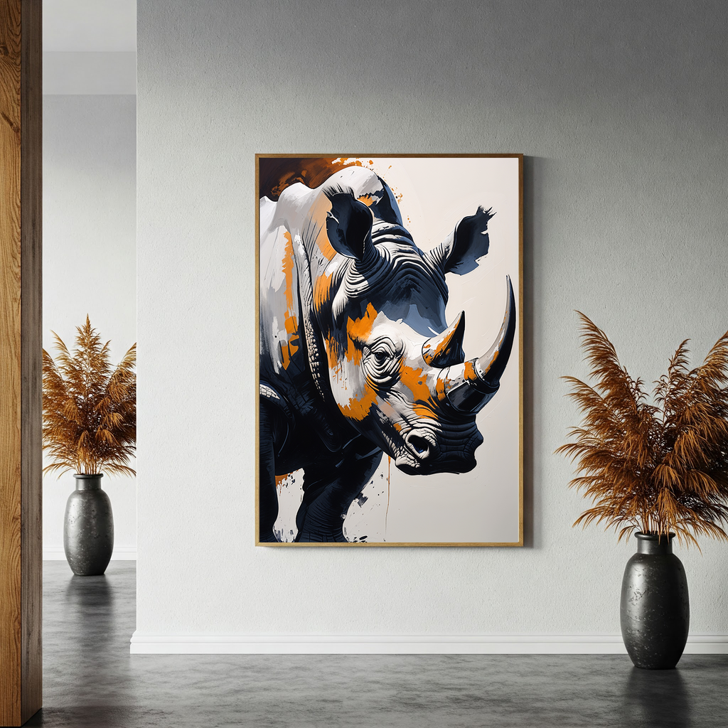 Abstract Rhino Portrait Wall Art | Digital Download