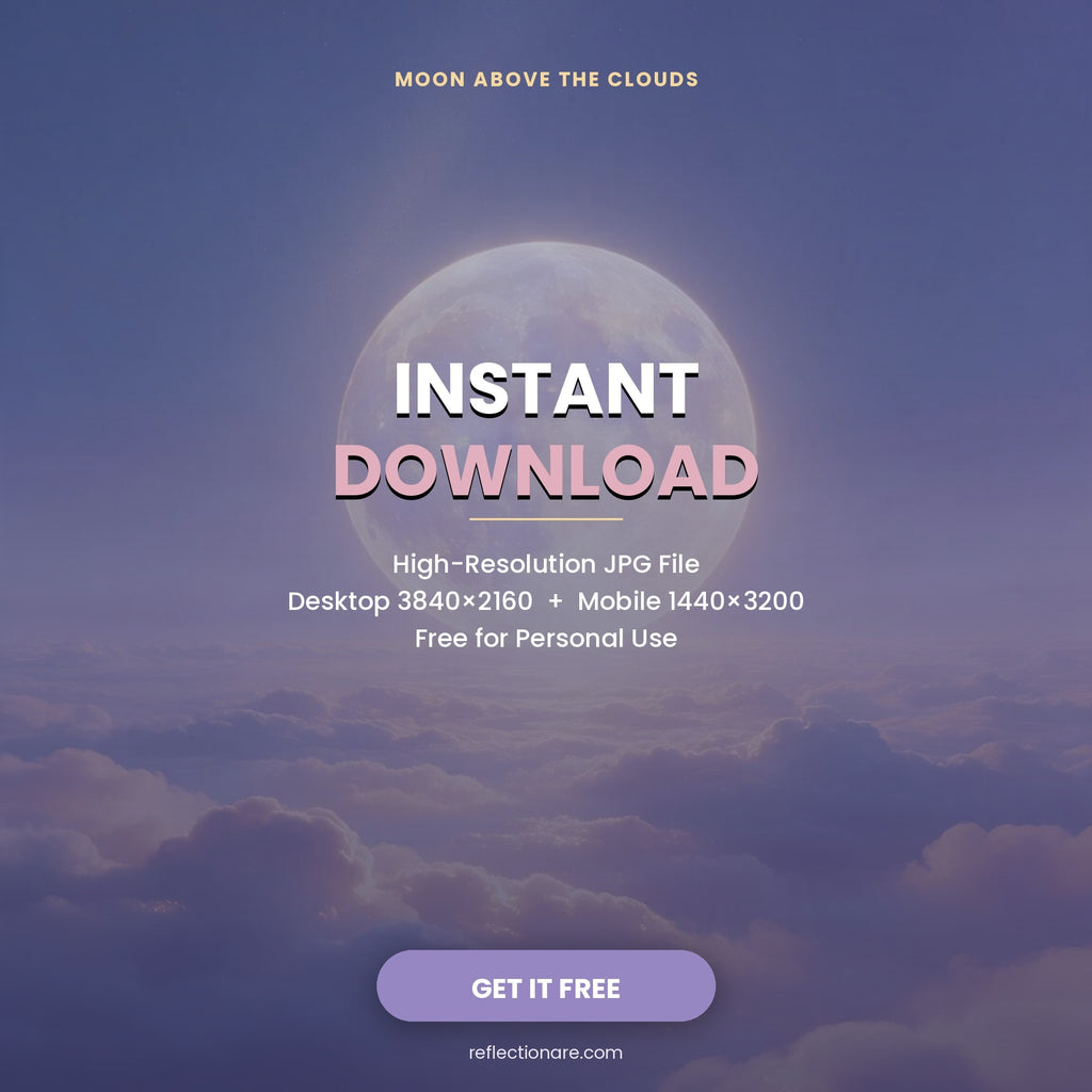 Moon Above the Clouds instant download wallpaper preview with desktop and mobile resolutions