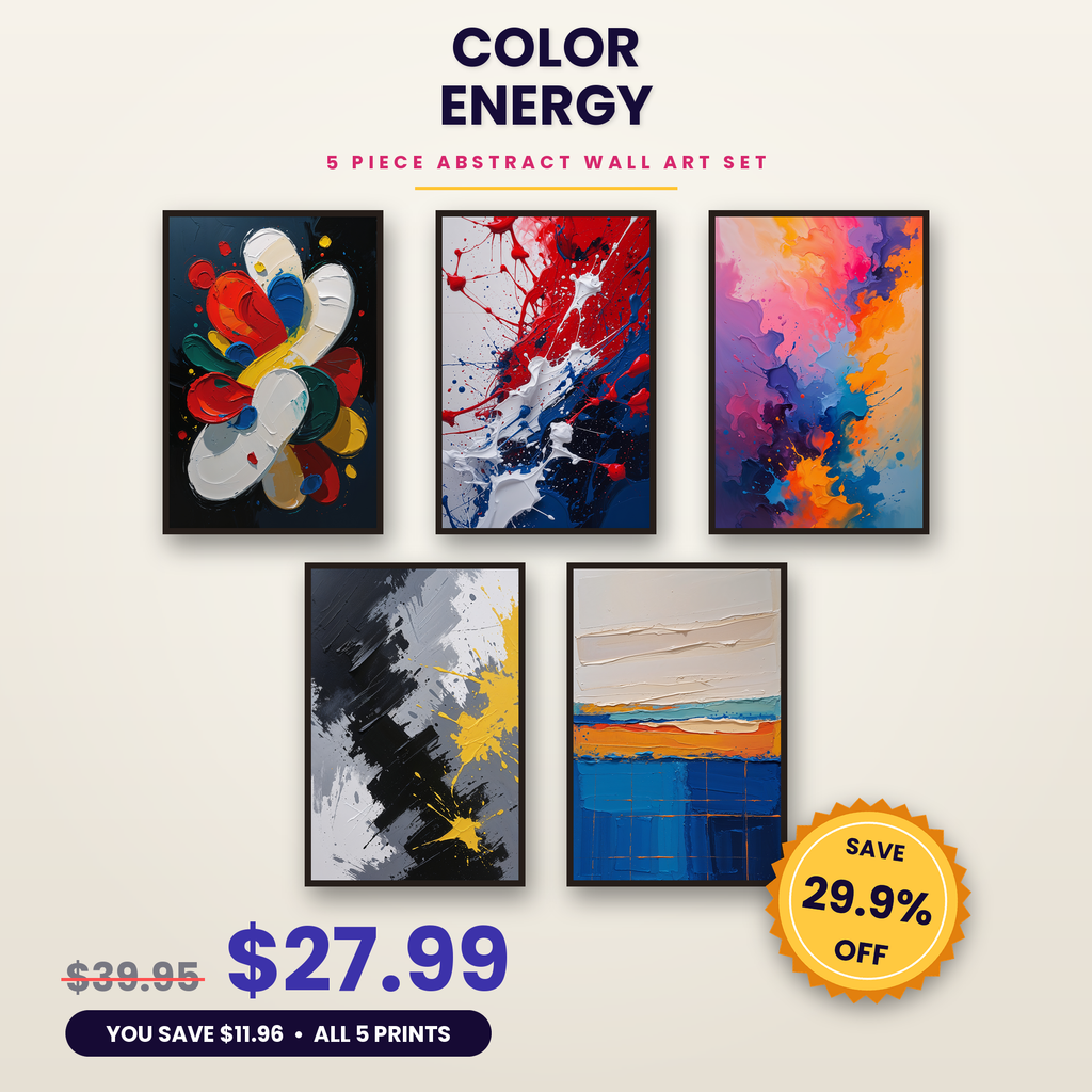 Color Energy - 5 Premium Abstract Wall Art Prints Bundle