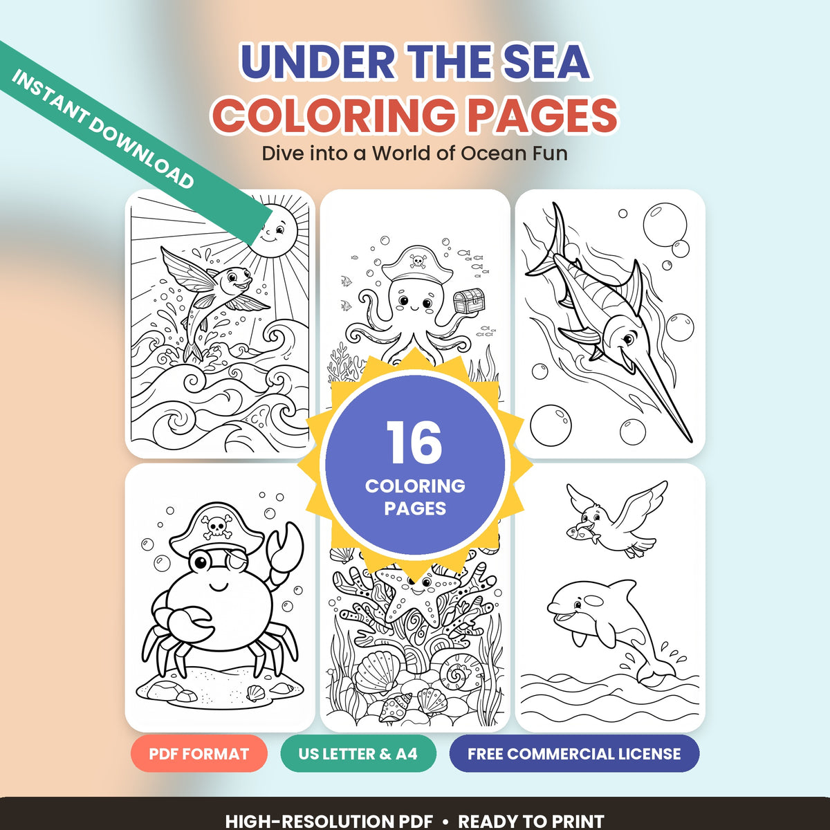 Under the Sea Coloring Pages | Digital Download
