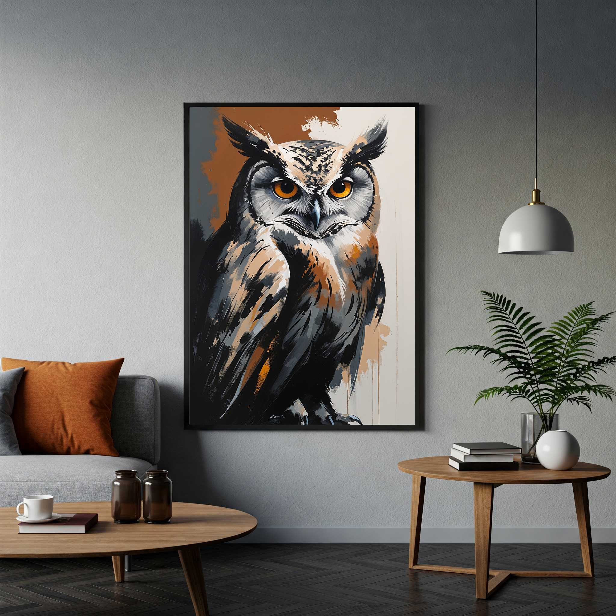 Abstract Owl Portrait Wall Art Print | Digital Download