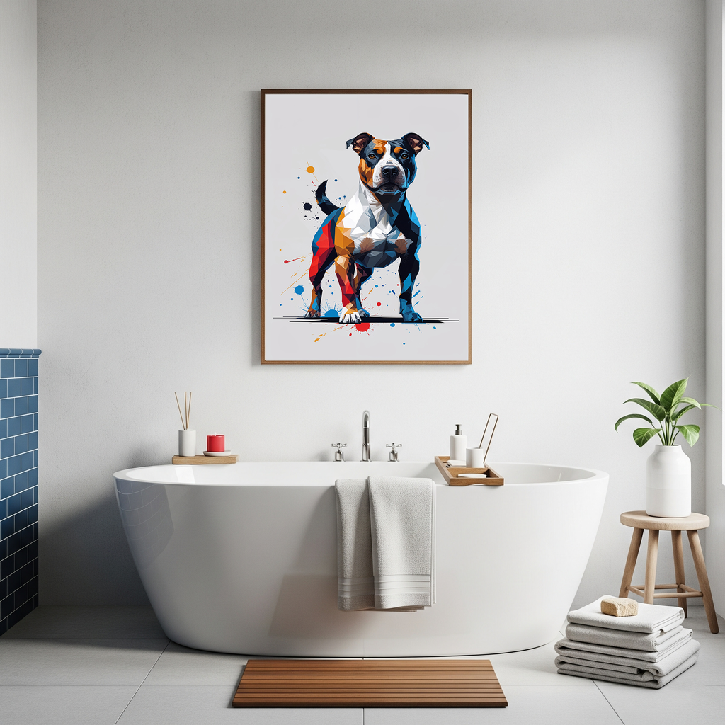 Geometric Staffordshire Bull Terrier Art Print | Digital Download