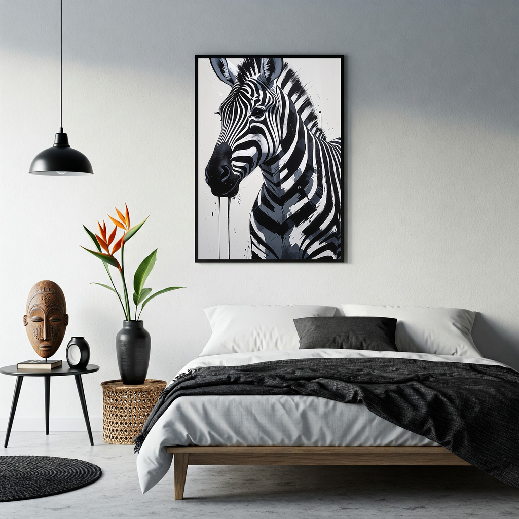 Abstract Zebra Portrait Wall Art | Digital Download