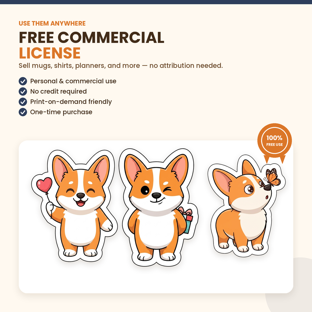 Cute Corgi Stickers Printable Dog PNG — styled gallery preview