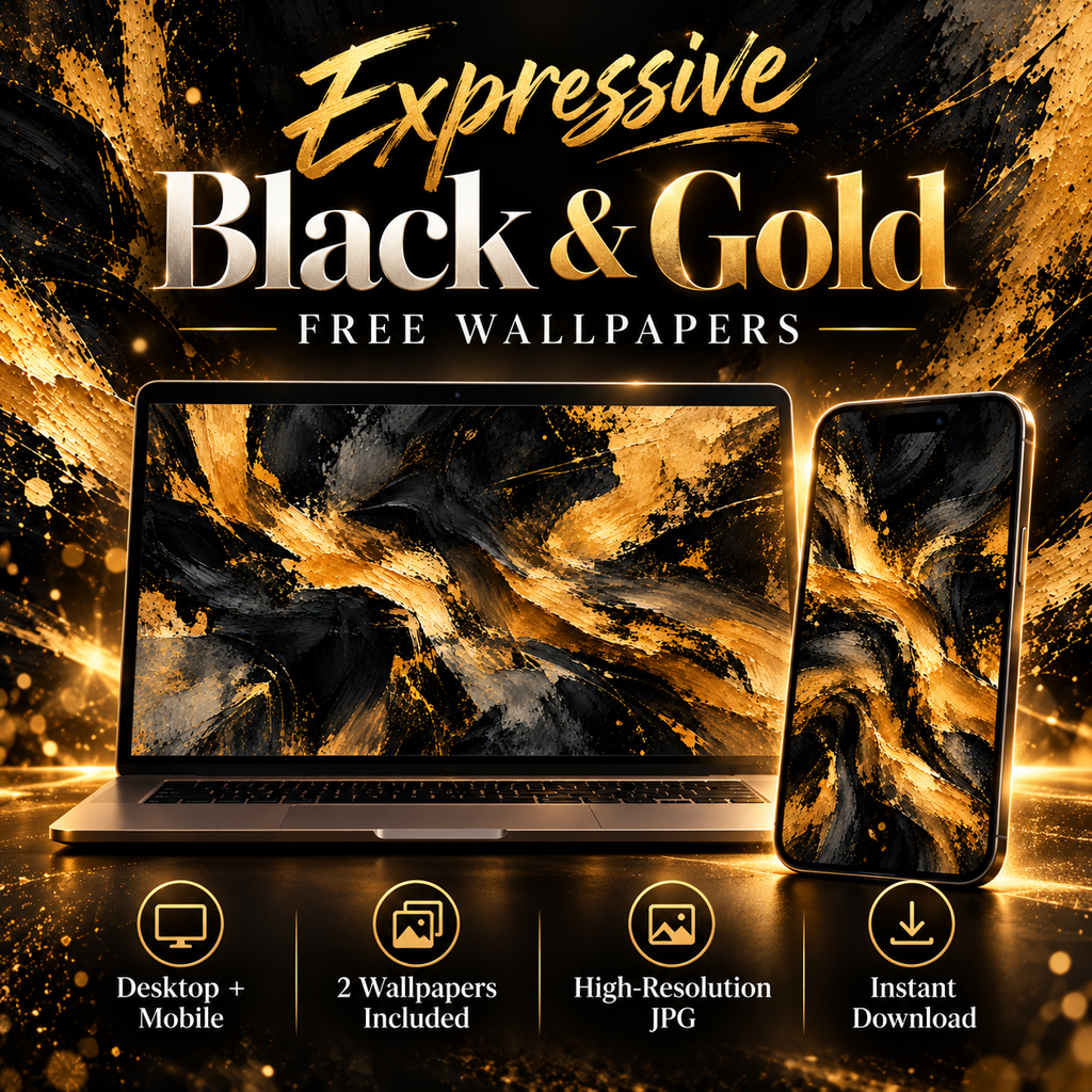 Expressive Black & Gold – Free 4K Wallpaper | Digital Download