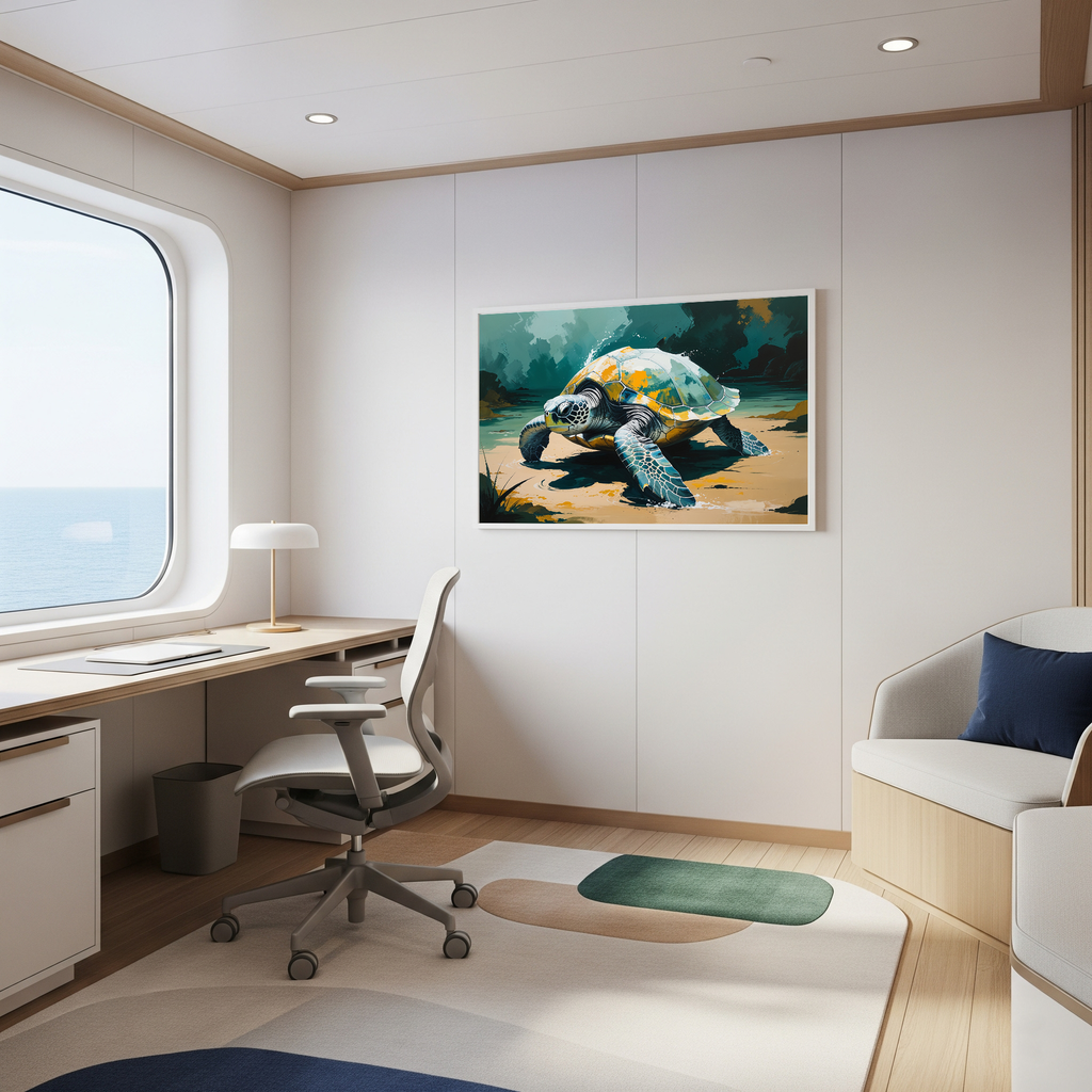 Abstract Sea Turtle Beach Painting Wall Art | Digital Download