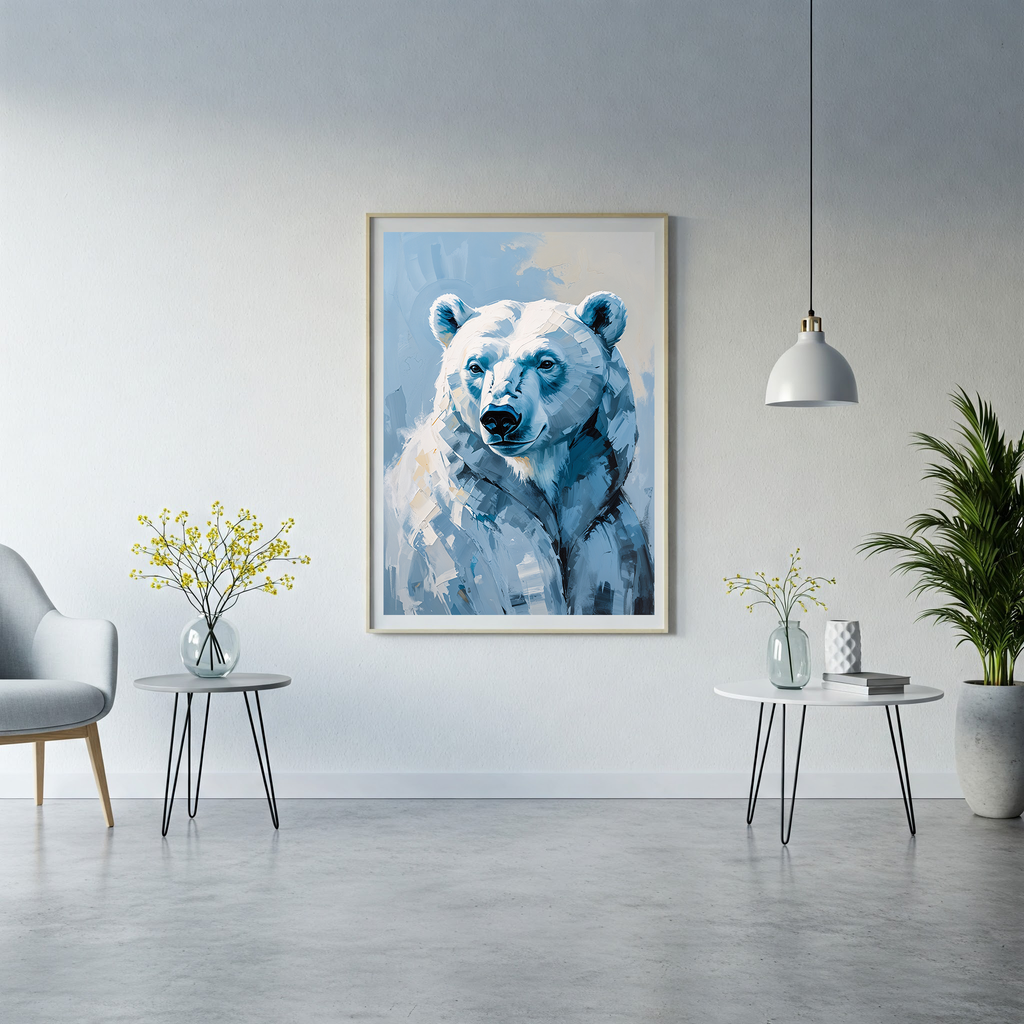 Abstract Polar Bear Portrait Wall Art Print | Digital Download