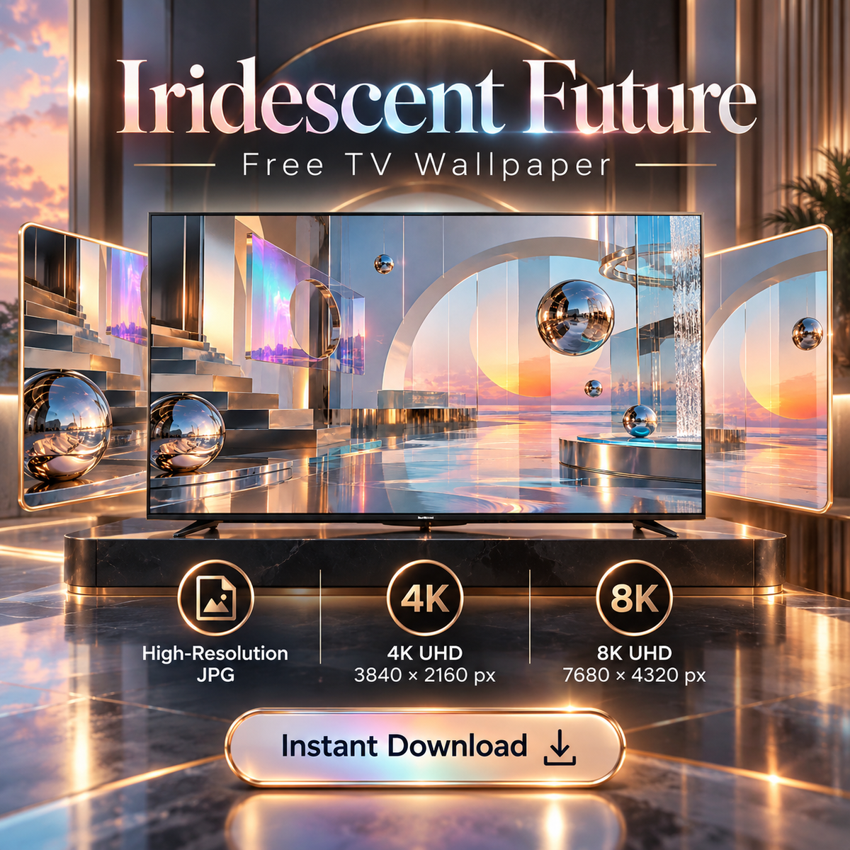 Iridescent Future – Free 4K & 8K TV Wallpaper