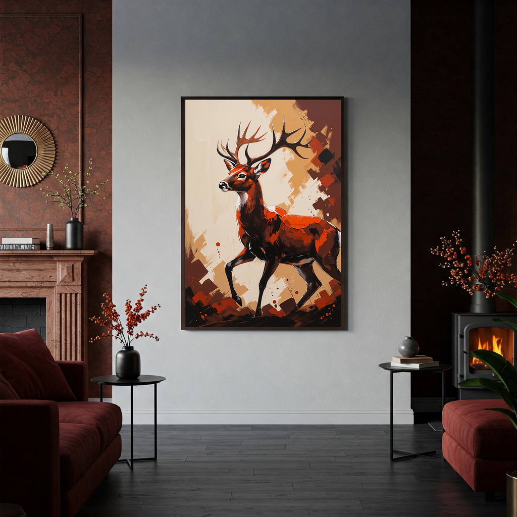 Abstract Stag Deer Full Body Wall Art | Digital Download