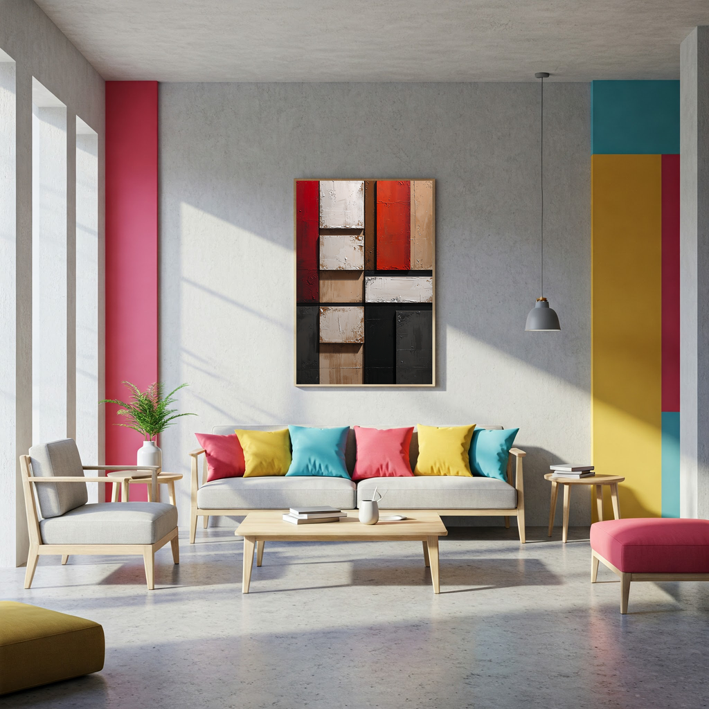 Abstract Geometric Panels Textured Wall Art | Digital Download