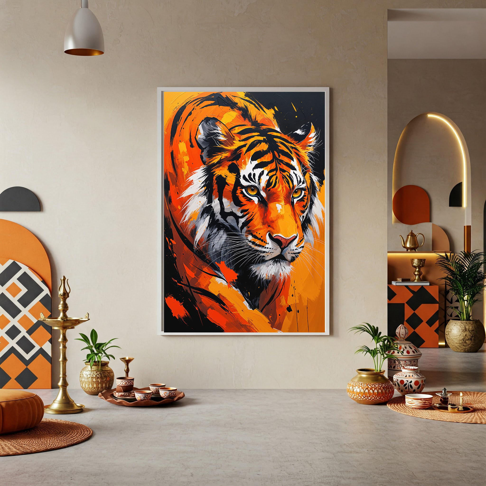 Abstract Tiger Portrait Wall Art Print | Digital Download