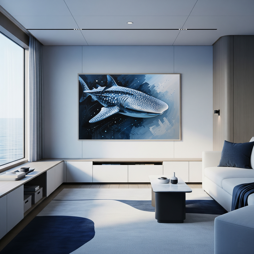 Abstract Whale Shark Blue Painting Wall Art | Digital Download