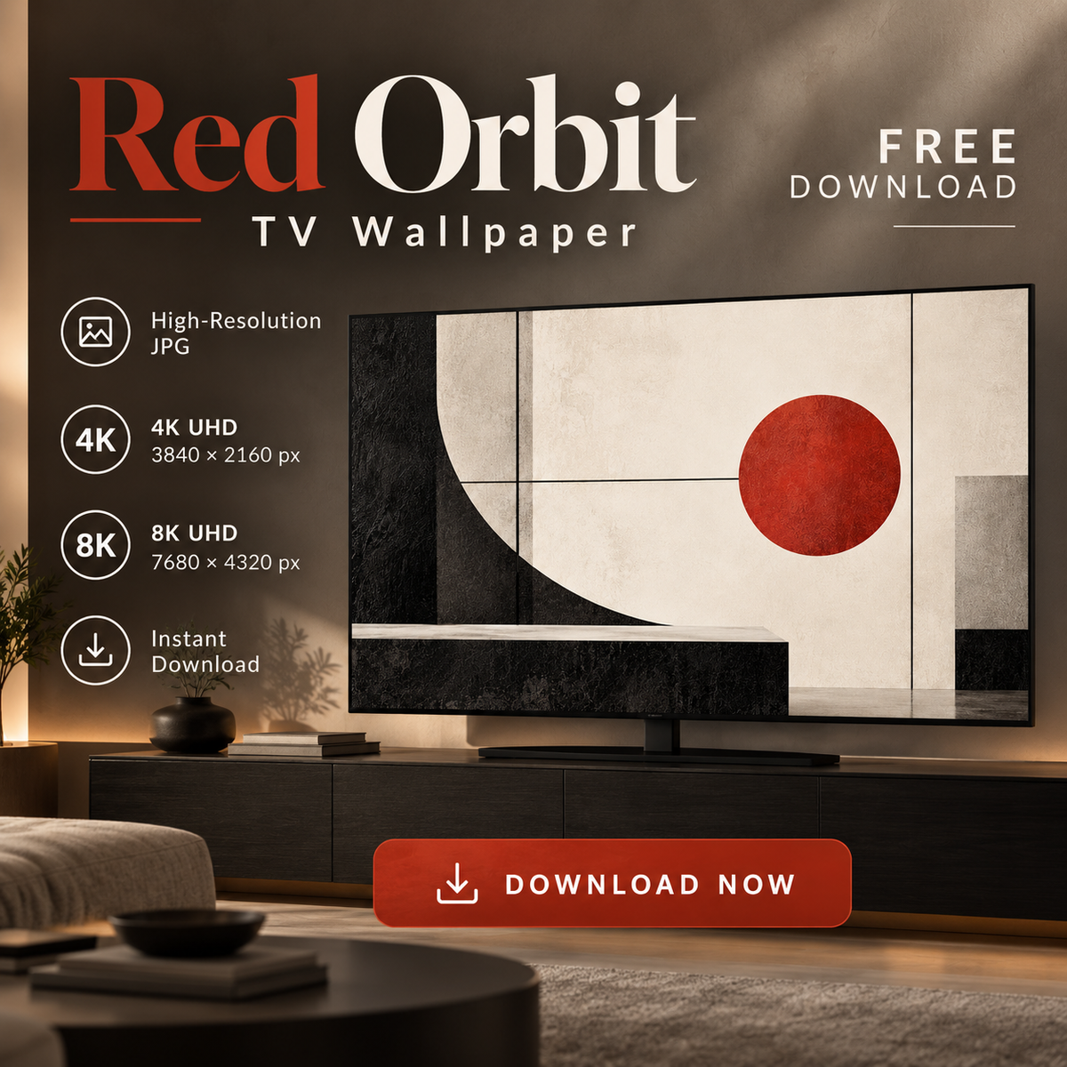 Red Orbit – Free 4K & 8K TV Wallpaper