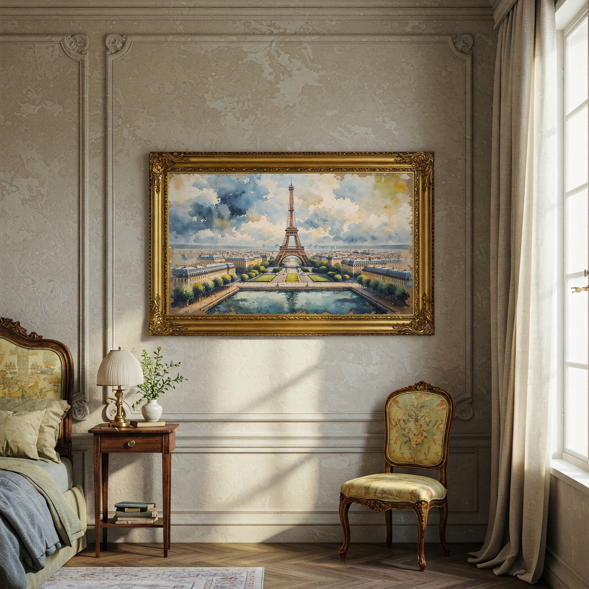 Eiffel Tower Paris Watercolor Wall Art | Digital Download