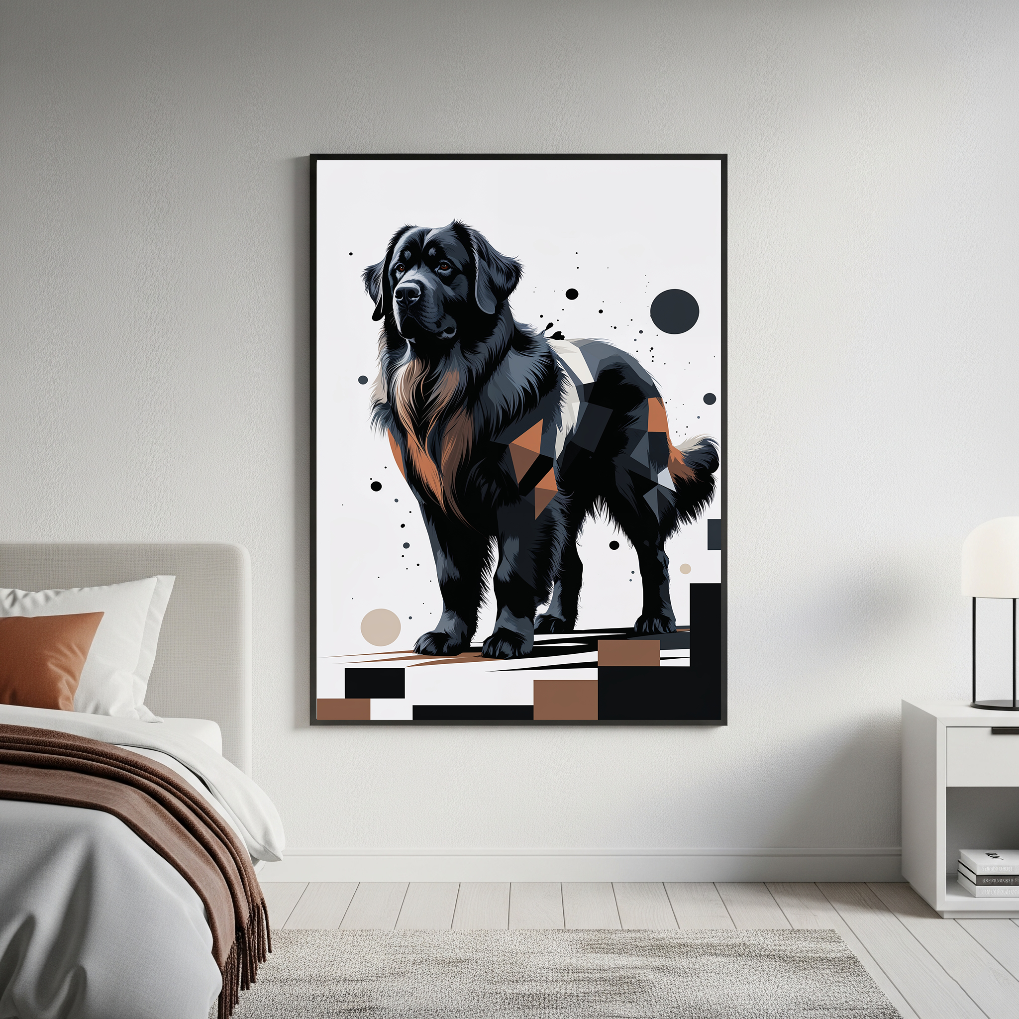Geometric Newfoundland Dog Art Print | Digital Download