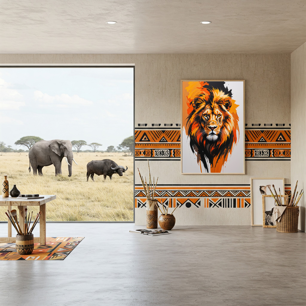 Abstract Lion Face Wall Art | Digital Download