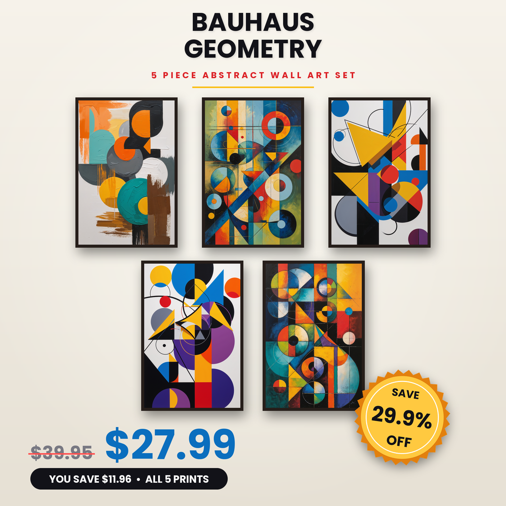 Bauhaus Geometry - 5 Premium Abstract Wall Art Prints Bundle