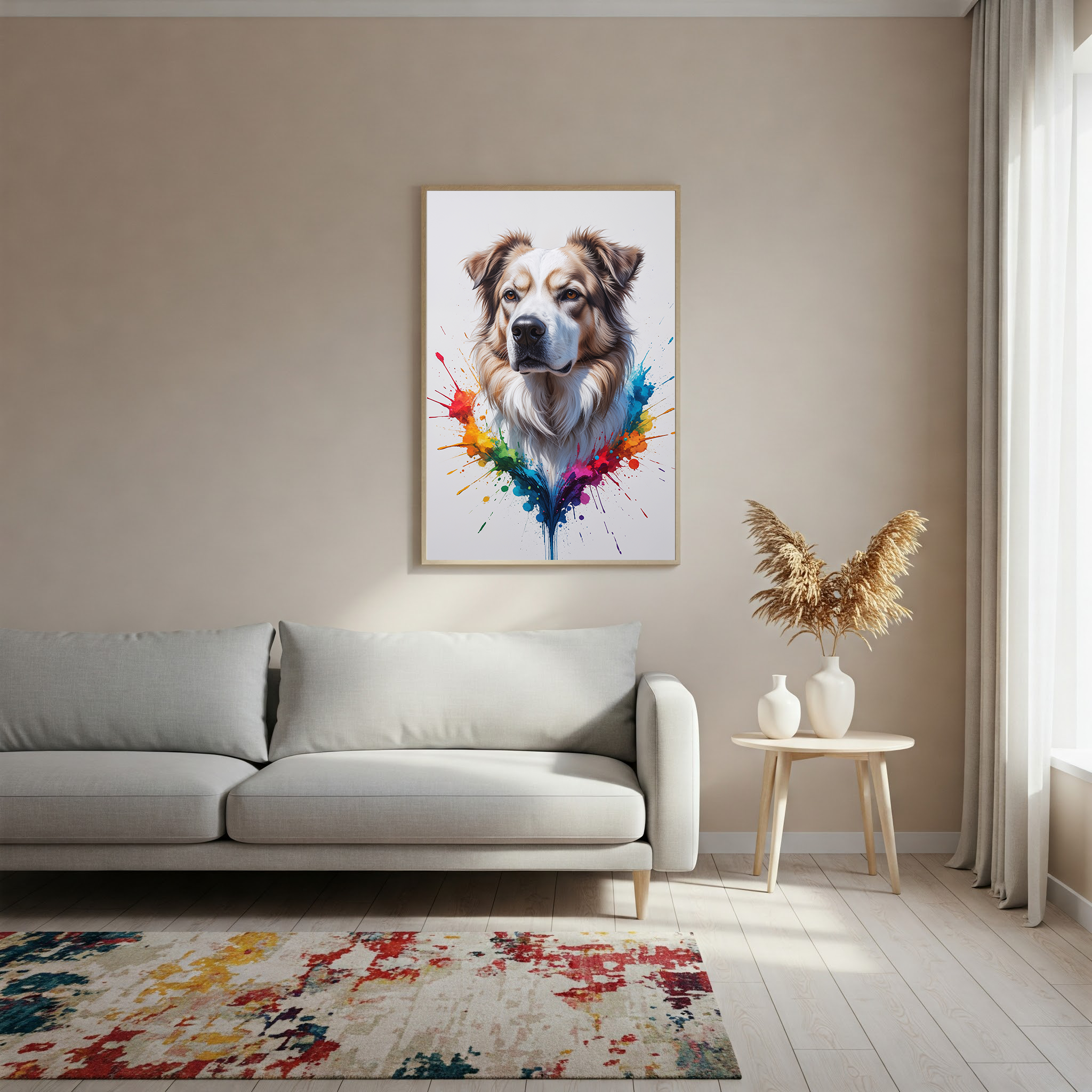 Colorful Australian Shepherd digital art by Reflectionare, vibrant canine portrait with bright, lively colors and detailed fur features.