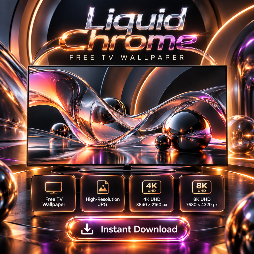 Liquid Chrome high-resolution 4K and 8K TV wallpaper digital download preview