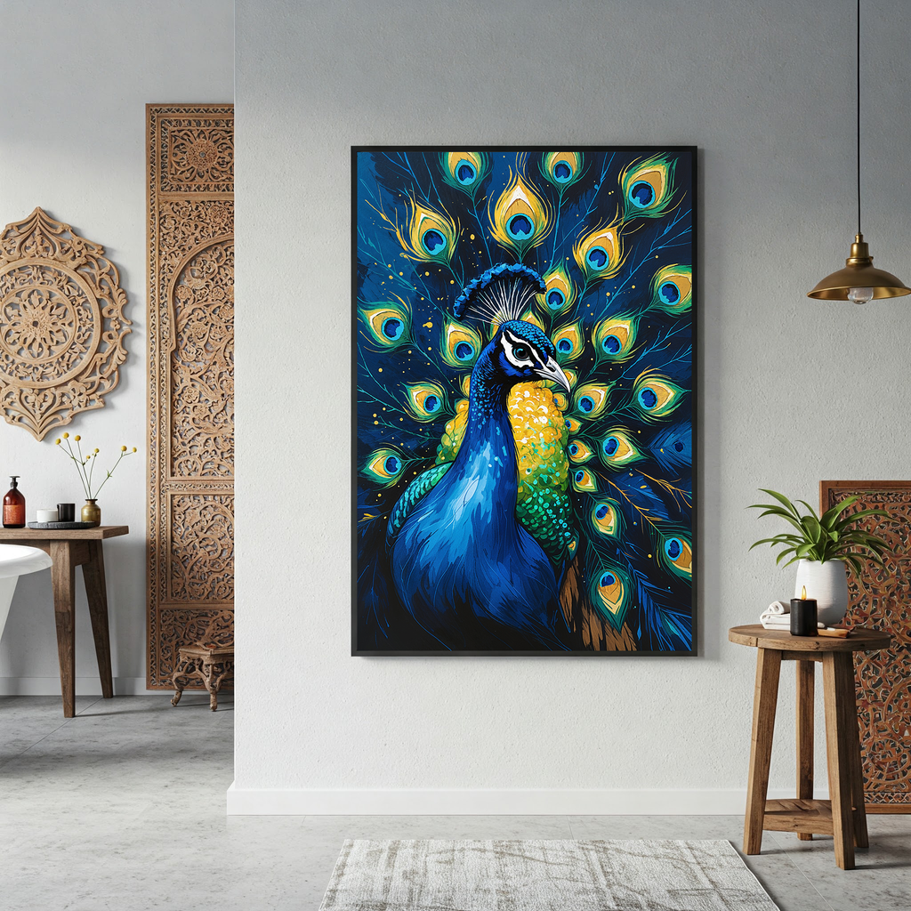 Abstract Peacock Portrait Wall Art Print | Digital Download