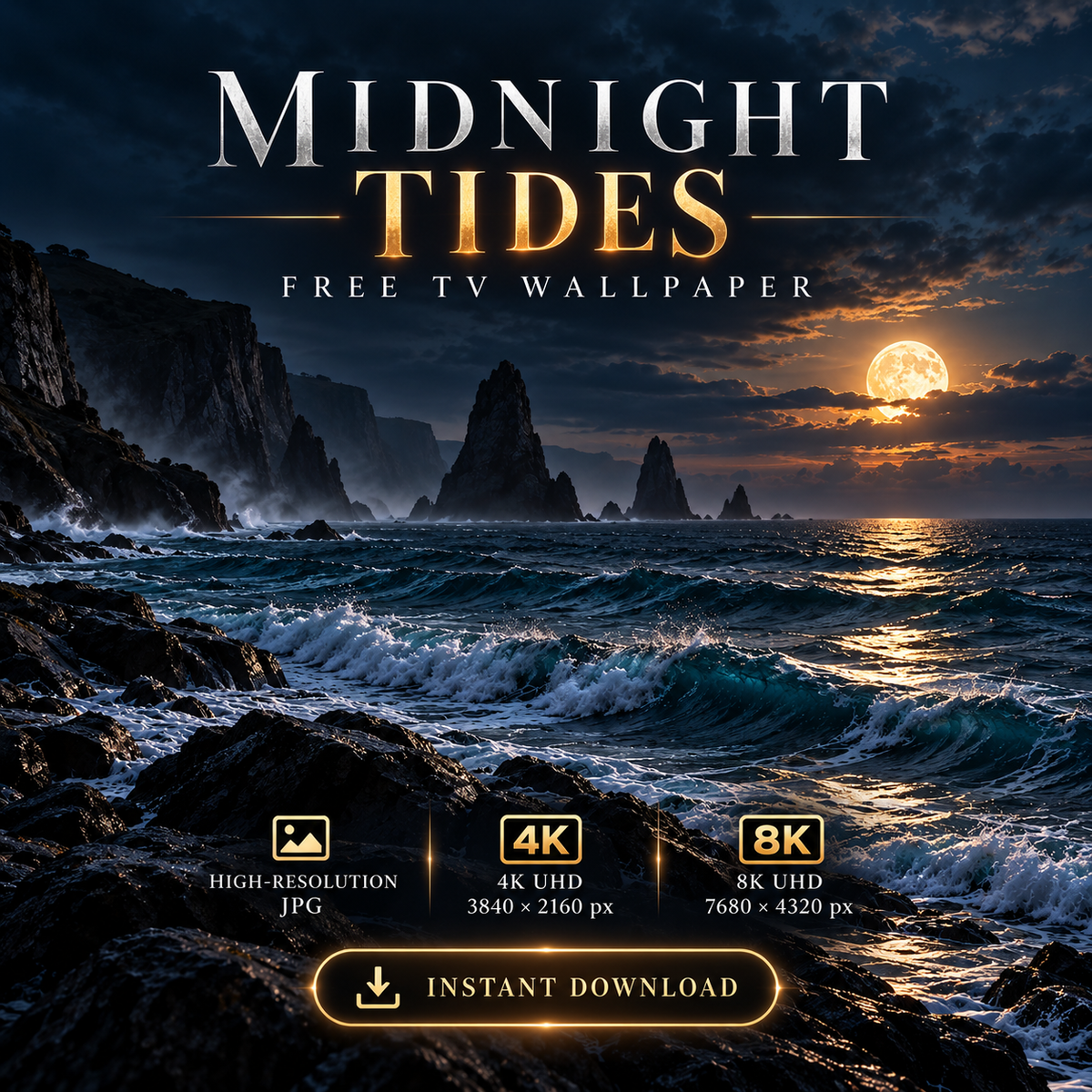 Midnight Tides high-resolution 4K and 8K TV wallpaper digital download preview