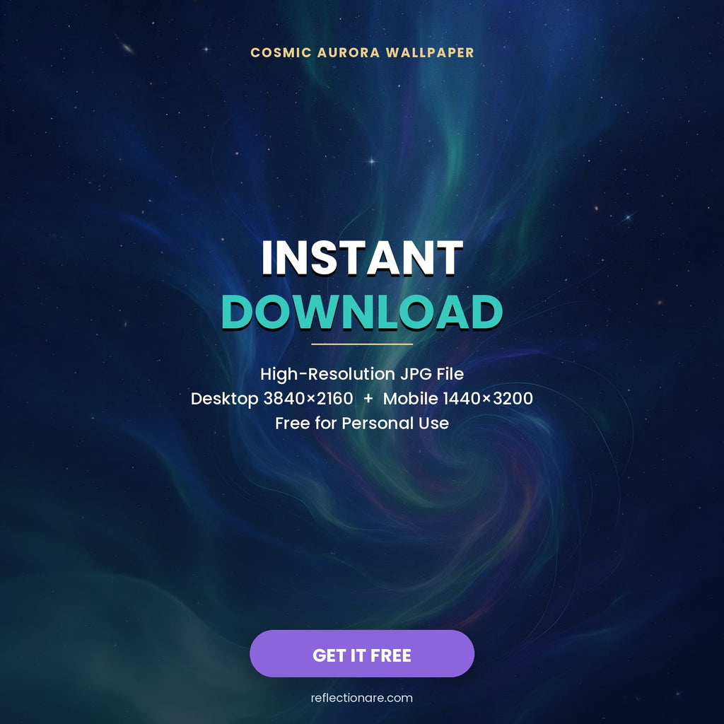 Cosmic Aurora instant download wallpaper preview with desktop and mobile resolutions
