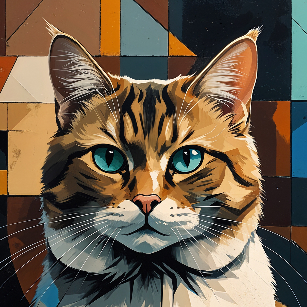 Cubist Tabby Cat Geometric Art Print