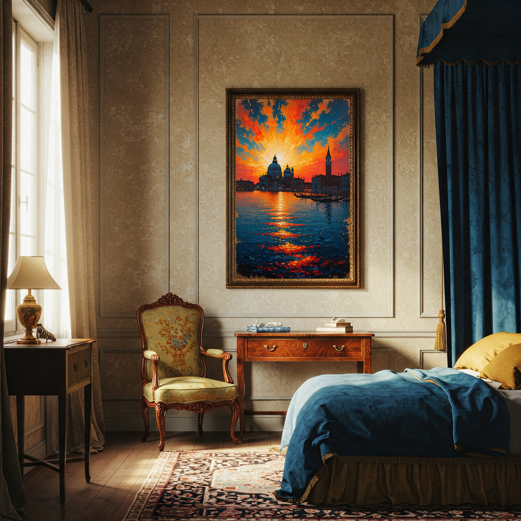 Venice Sunset Painting Canal Wall Art | Digital Download