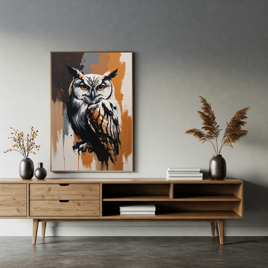 Abstract Great Horned Owl Wall Art Print | Digital Download
