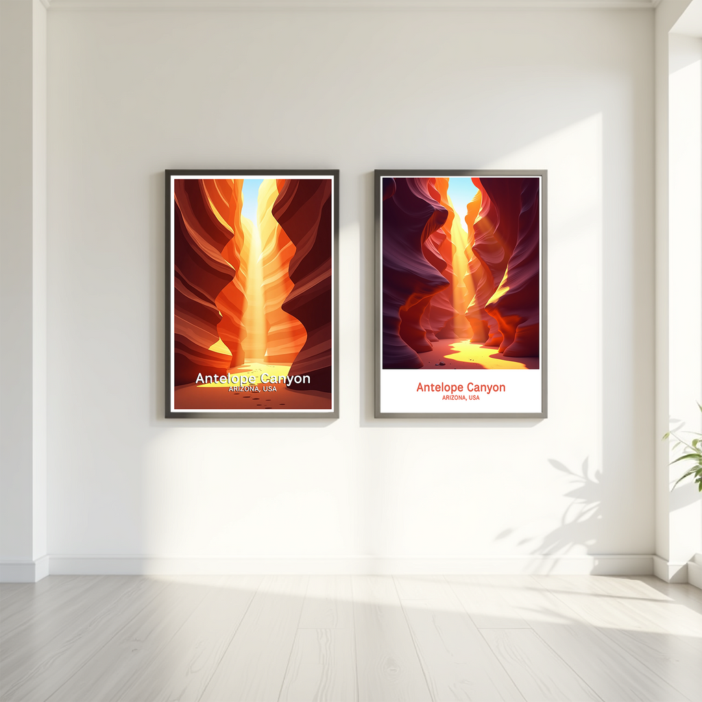Digital art of Antelope Canyon by Reflectionare, showcasing the canyon's vibrant rock formations and stunning natural light effects.